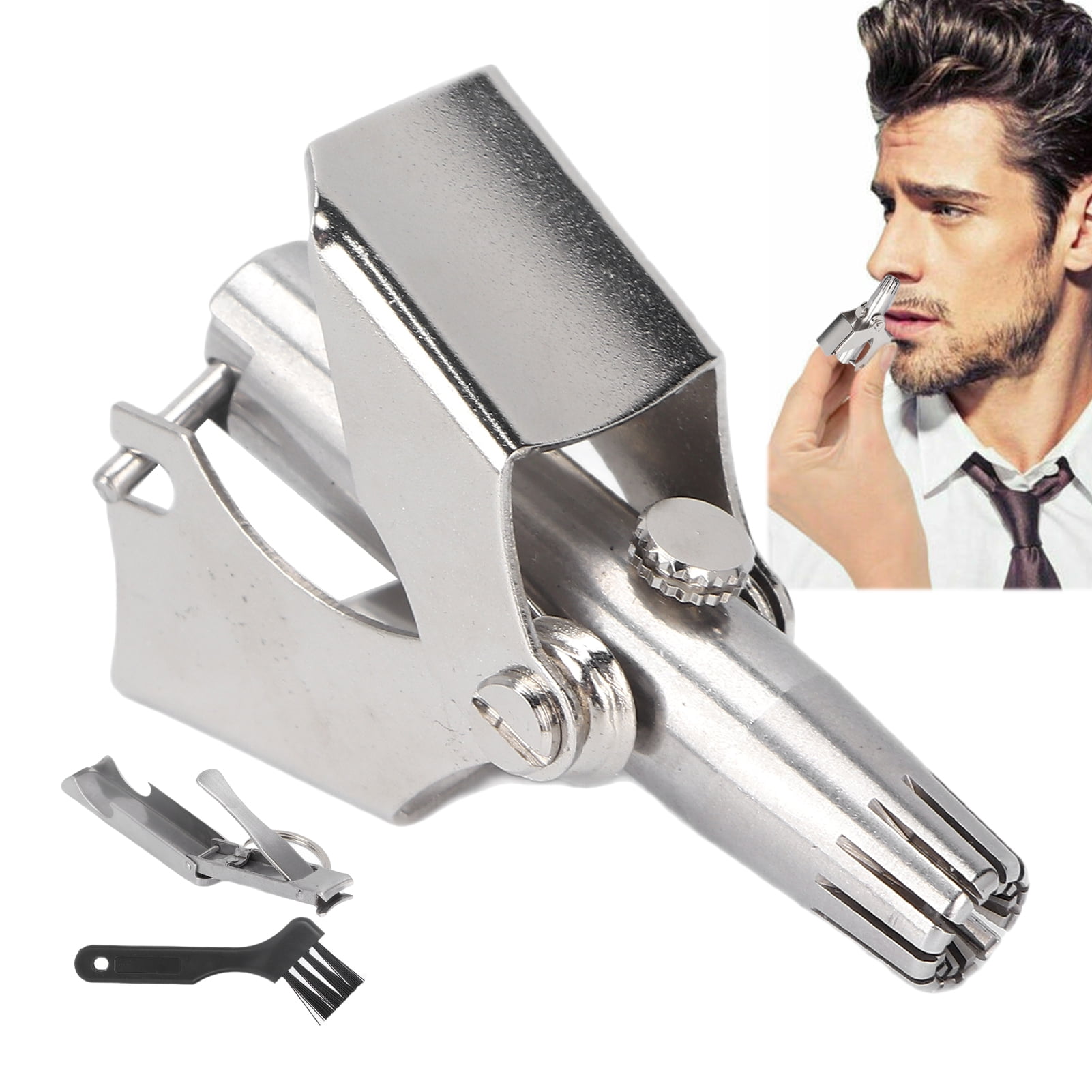 Manual Nasal Hair Trimmer, Nail Clipper Portable Nose Hair Trimmer Clean Brush Proper Size For