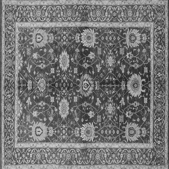 Ahgly Company Indoor Square Oriental Gray Industrial Area Rugs, 7' Square