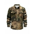 thumbnail image 3 of Men Camouflage Shirt Camo Military Long Sleeve Shirts Casual Button Down Shirts Green B XXL, 3 of 5