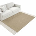 thumbnail image 4 of Brown Farmhouse Washable Area Rug 3'x5', Vintage Country Monochrome Textured Woven Cotton Tassels Kitchen Rugs, Non Slip Indoor Door Mat Throw Carpet for Entryway Living Room Nursery Laundry Room, 4 of 9