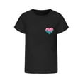 thumbnail image 4 of MIXUE Toddler Girls Tops & T-Shirts Summer Heart Print Round Neck Short Sleeve Loose Casual T Shirts Activewear,Black,3-4 Years, 4 of 4