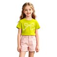 thumbnail image 4 of KHONTS Bowknot Cute Shirts for Girls Graphic Summer Shirt for Preppy Tshirt Summer Stylish Tops Yellow 160, 4 of 4