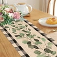 thumbnail image 3 of Spring Eucalyptus Leaves Greenery Table Runner, Black White Buffalo Plaid Check Kitchen Dining Table Decor, Green Plants Botanical Summer Farmhouse Home Decoration Party Supply 13 x 90 Inches, 3 of 6