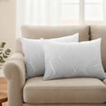 thumbnail image 3 of Outdoor Waterproof Pillow Covers Gray Ripple White Geometric Stripes Decorative Throw Pillow Protectors,Pillowcase Cushion Cases for Patio Sofa Garden Couch,20x12in,Pack of 2, 3 of 14