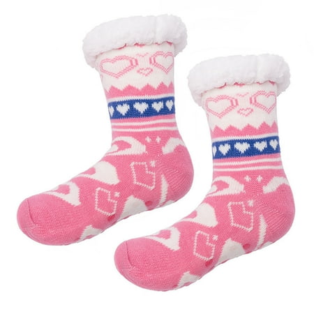 

Socks for Women 1 Pairs Ladies Warm Heart Print Floor Socks Plush Coral Fleece Socks Slipper Socks