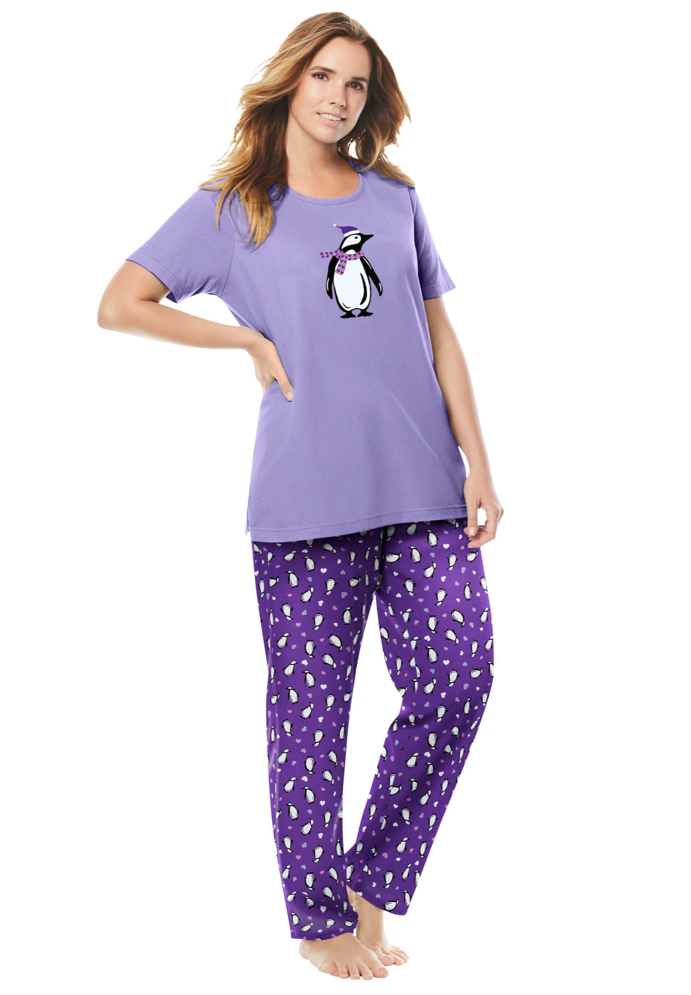 Dreams & Co. Women's Plus Size Graphic Tee Pj Set Pajamas