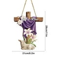 thumbnail image 3 of Easter Door Sign He is Risen Hanging Decor Religious Cross Sign Easter Wreaths for Front Door Outside Christian Flowers Hanging Hanger for Farmhouse Front Porch Wall Decor, 3 of 6