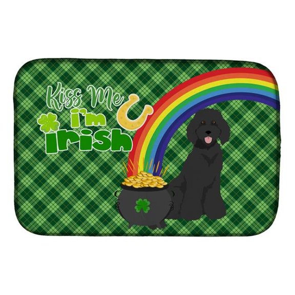 Standard Black Poodle St. Patricks Day Dish Drying Mat