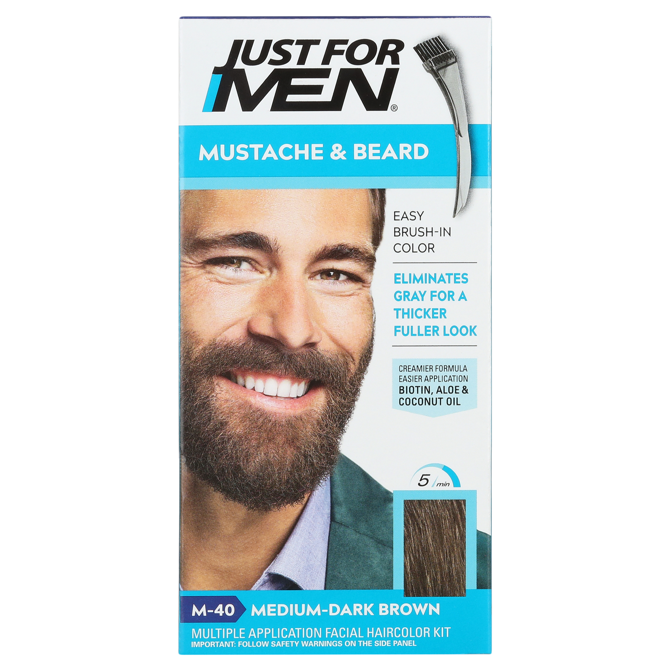 Just For Men Mustache & Beard Coloring for Gray Hair, M40 MediumDark