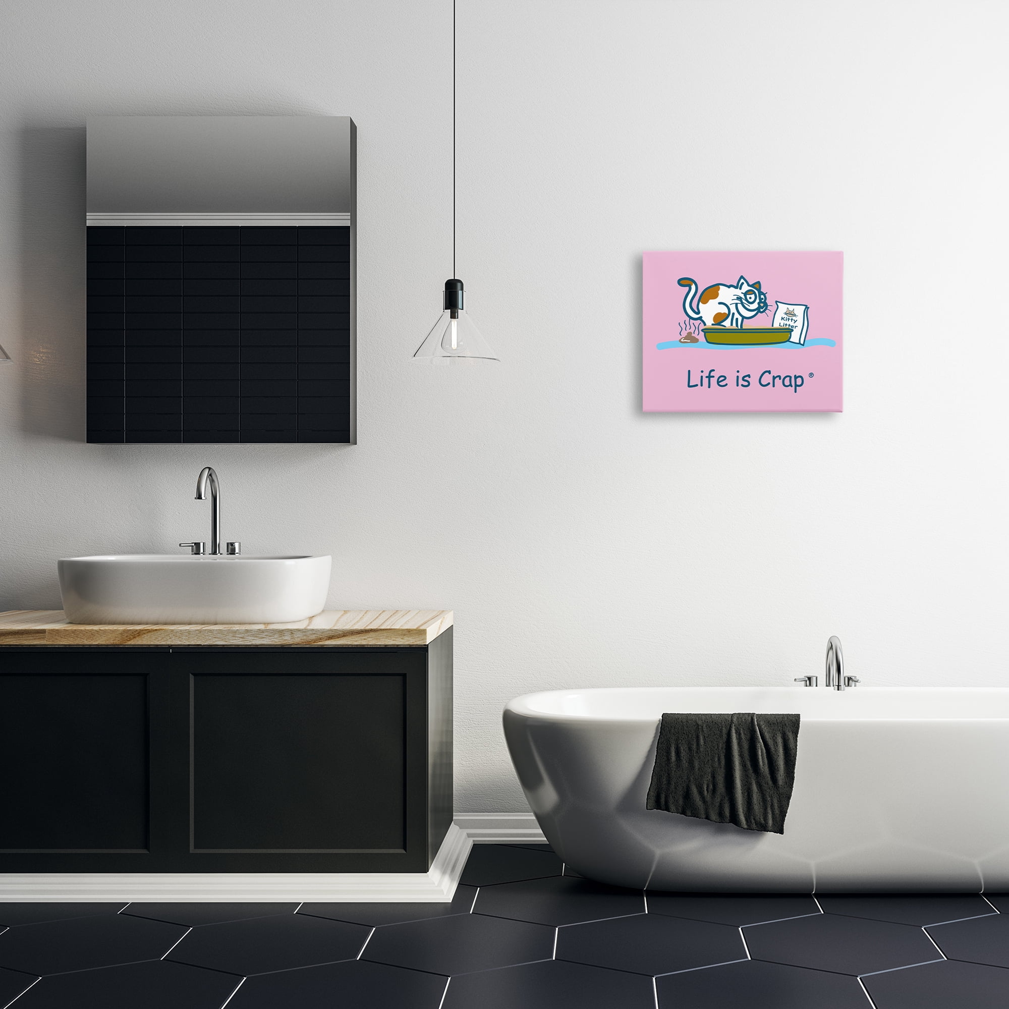 Stupell Industries Kitty Litter Funny Novelty & Humor Painting Wrapped Canvas Art Print Wall Art, 20 x 16