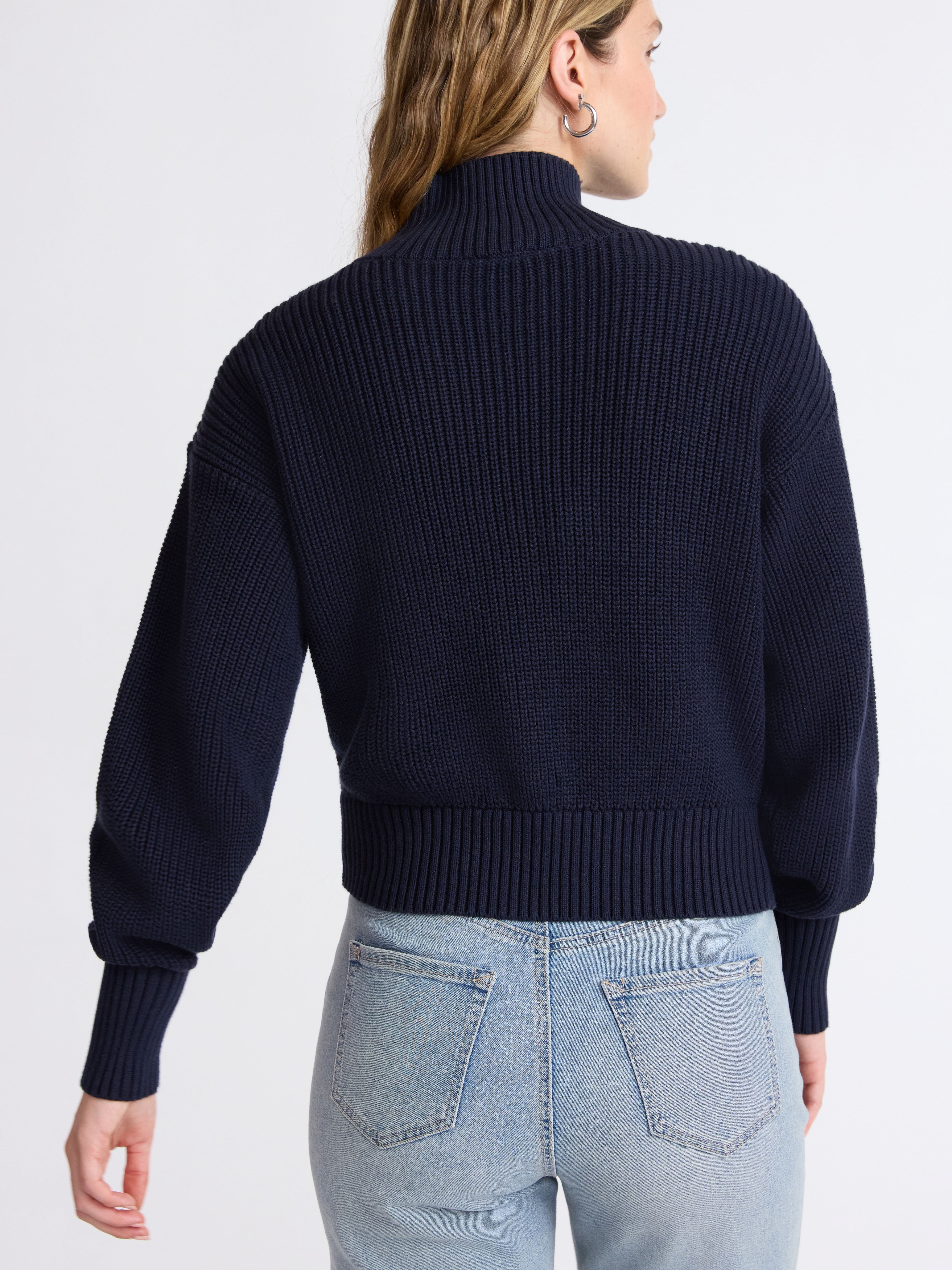 Scoop Women’s Cotton Boxy Ribbed Turtleneck Sweater, Midweight, Size XS-XXL