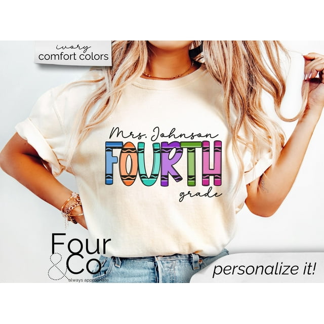 Personalized 4th Grade Teacher Shirt, Fourth Grade Teacher Shirt, Custom Grade Level Shirt - Pepper - 2XL