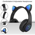 thumbnail image 2 of (Negro) Auriculares inalámbricos Bluetooth Auriculares para niños Auriculares plegables para gatos con micrófono estéreo Auriculares Bluetooth para niños para teléfono PC., 2 of 5