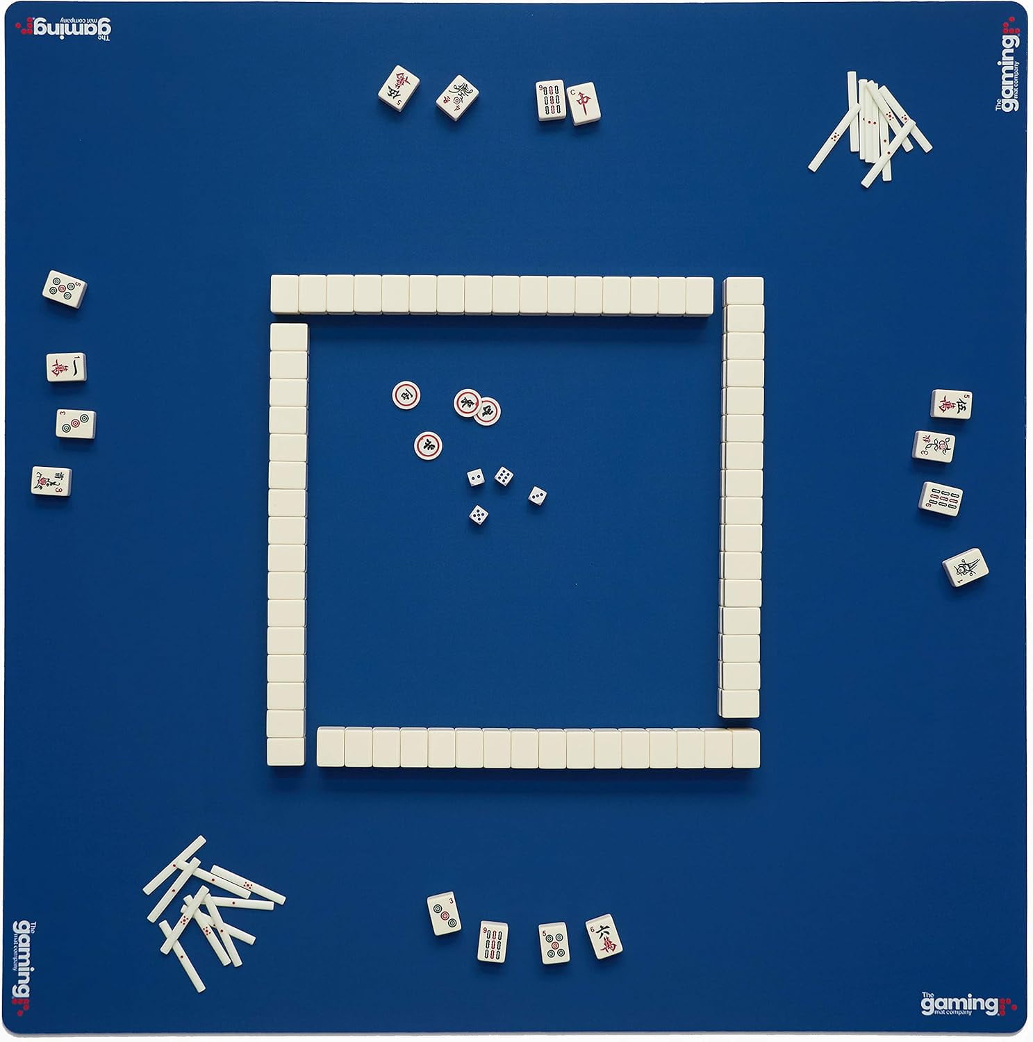 GMC Deluxe Heavyweight Game Mat - Anti Slip Noise Reduction Rubber Playmat - Mahjong, Dominoes & Poker Card Gaming Mat - Water ResistantGaming Tabletop Cover (33 X 33 Inches) - Blue