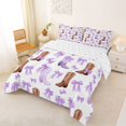 thumbnail image 3 of Manfei Western Cowgirl Full Size Comforter Sets 3-Piece,Kawaii Ribbon Bow Bedding Comforter Set,White Lavender,1 Comforter and 2 Pillowcases,Reversible, 3 of 6