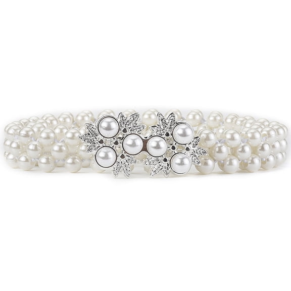 YIEMEEN Pearls Encrusted Belt with Rhinestones Pearls and Rhinestones Belt Versatile Waist Accessory for Fashion Enthusiasts