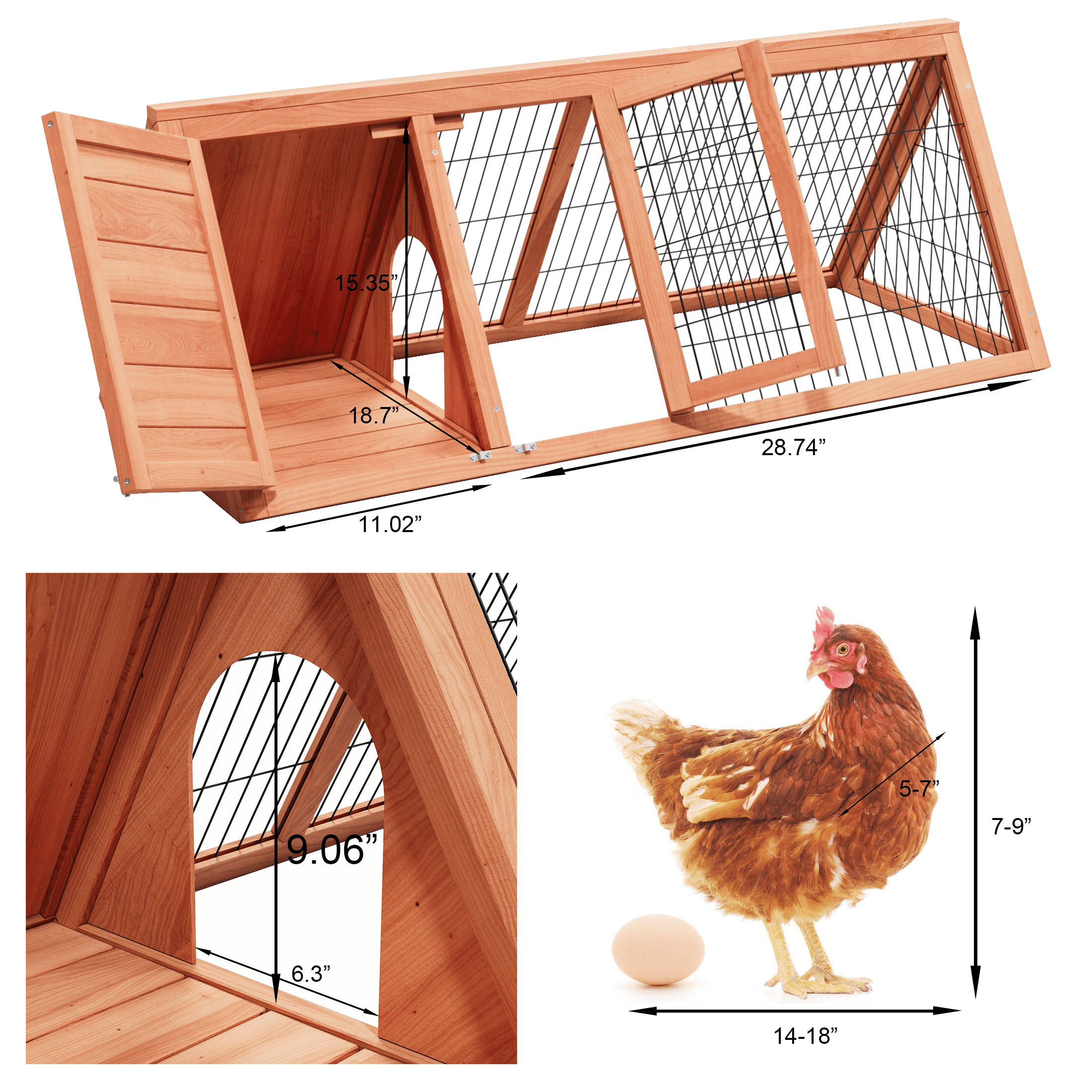 Wooden Tiny Chicken Coop,Mini Duck Hutch with Brooder Cage Wire Mesh for Indoor Outdoor Use,Brown