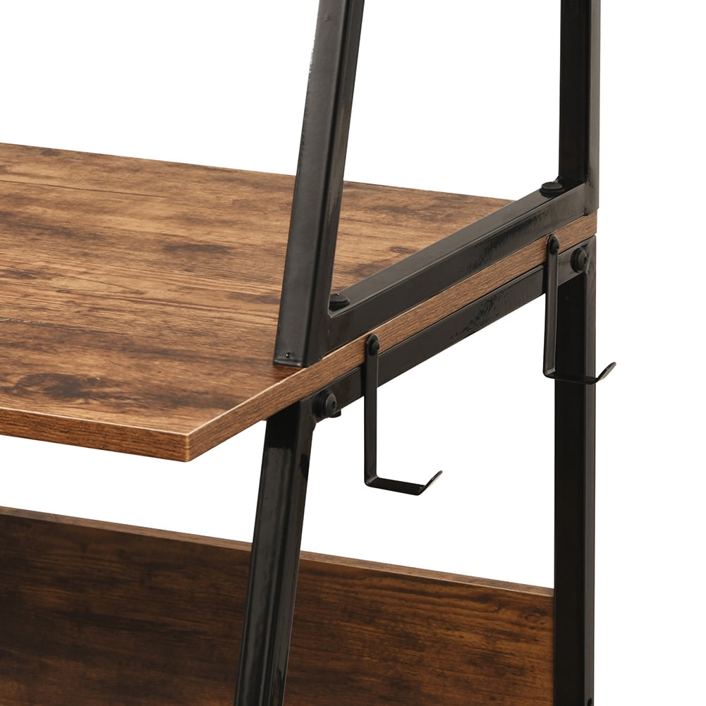 Kepooman Multi-Layer Computer Desk with Storage Rack, Studying Writing Table for Home Office, Vintage Burnt Wood Grain Kepooman Multi-Layer Computer Desk with Storage Rack, Studying Writing Table for Home Office, Vintage Burnt Wood Grain