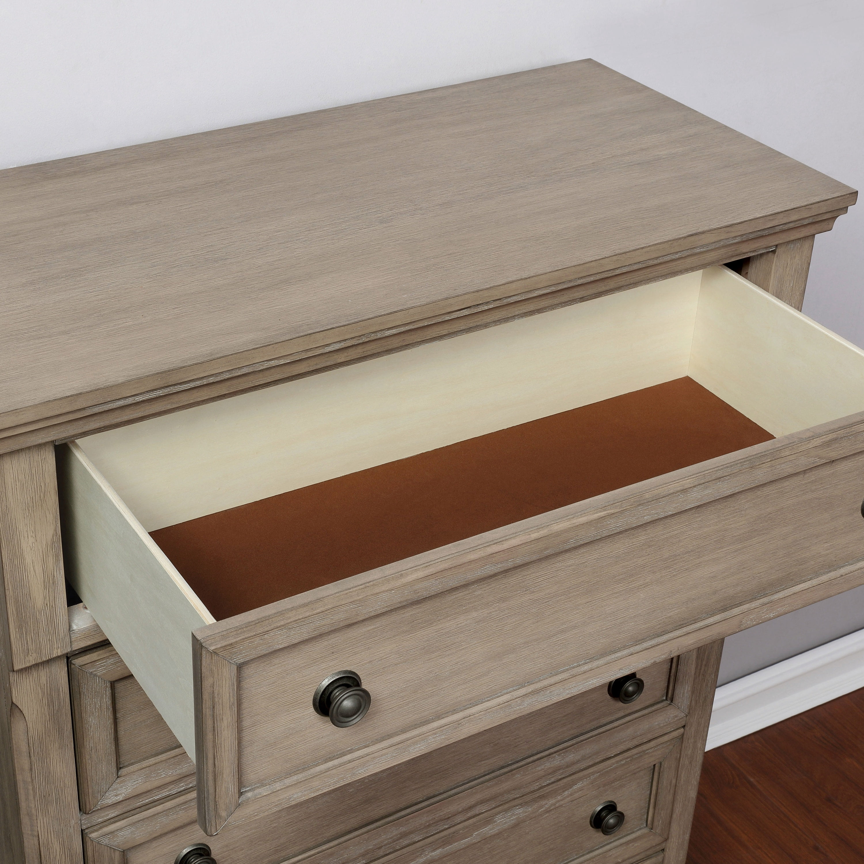 Furniture of America Astine Adult Transitional 5-Drawer Vertical Dresser, Gray