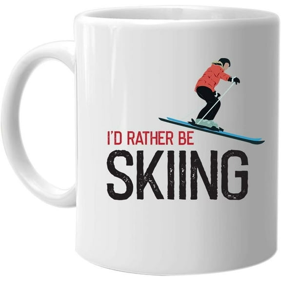 I'd Rather Be Skiing - 11oz Coffee Mug Best Birthday Holiday Christmas Day Gift Idea for Men and Women,Funny Color Printed Mugs