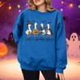 thumbnail image 2 of Halloween Long Sleeve Shirts for Women Graphic Tees Spooky Pumpkin Sweatshirt Crewneck Novelty Funny Pullover 2026 Fall Tshirts(C_Blue,XXL), 2 of 4