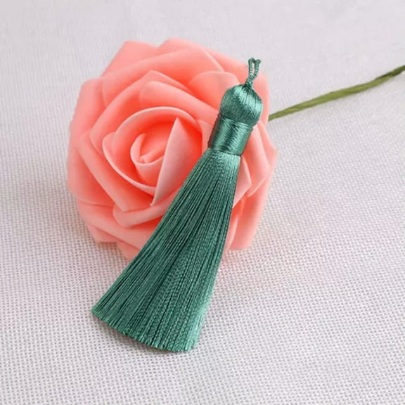 U8MO 8cm 26 Colors Key Chian Pendant Ice Silk Tassel Trim Jewelry Making DIY-15#