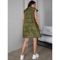 thumbnail image 2 of Eilly Bazar Army Green Puffer Vest Coat for Women Sleeveless Female Flap Pocket Zip Up Coat M, 2 of 5
