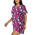 thumbnail image 2 of Susaid Vintage Vinyl Record Print Women's Pajama Set, Button-Up Sleepwear with Elastic Waist Shorts, Perfect for Lounging, Yoga, Beach, and Casual Wear-Medium, 2 of 7