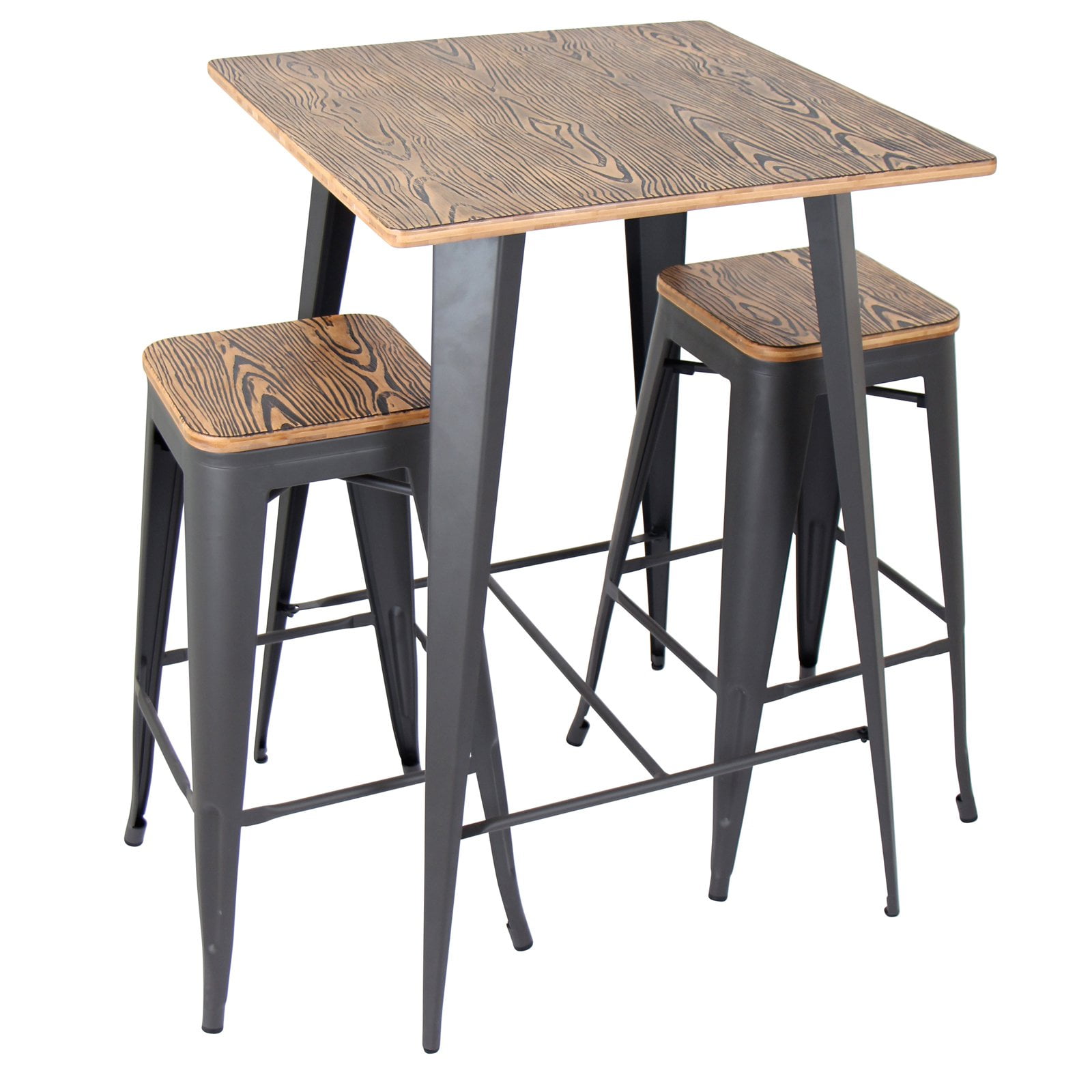 Oregon 3-Piece Industrial Pub Set in Grey and Brown by LumiSource ... Oregon 3-Piece Industrial Pub Set in Grey and Brown by LumiSource ...