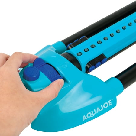 Aqua Joe - AJ-OMS20-BRS Indestructible Metal Base Oscillating Sprinkler | Customizable Coverage | 4973 sq ft Max Coverage