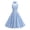 Blue, variant on Staron Summer Dresses for Women Beach Vacation Elegant Halter Neck Plaid Print Cold Shoulder Sleeveless Casual Loose Party Sundress, Red S