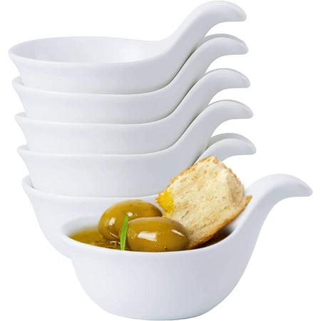 

Bruntmor Matte Glazed Set Of 6 Side Dish Porcelain Dip Bowl Set With Handle