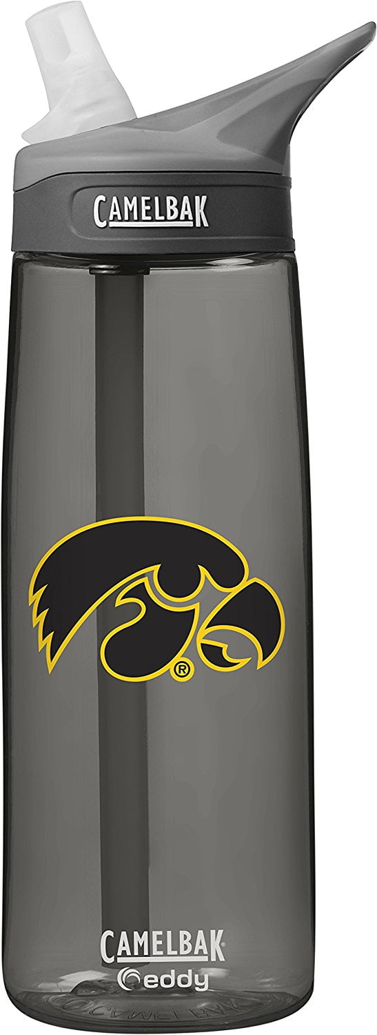 NCAA Iowa Hawkeyes Unisex CamelBak Eddy 75L Collegiate Water Bottle, CHARCOAL, 75 Liter by