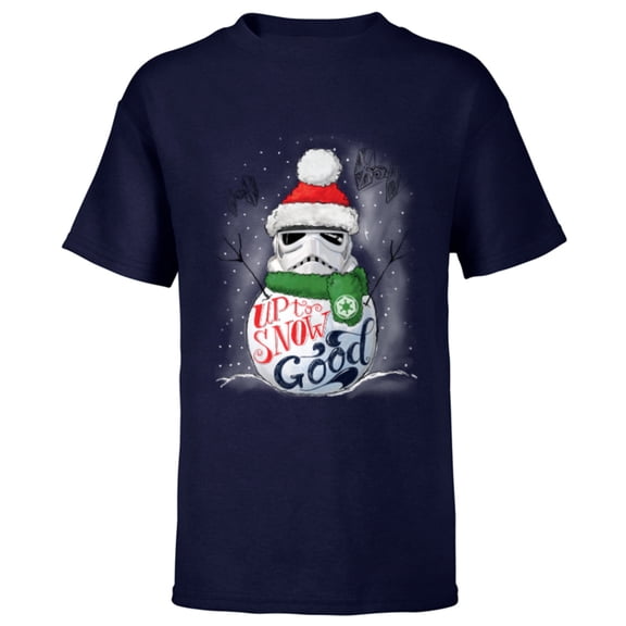 Star Wars Stormtrooper Up to Snow Good Funny Holiday - Short Sleeve T-Shirt for Kids -Customized-Navy