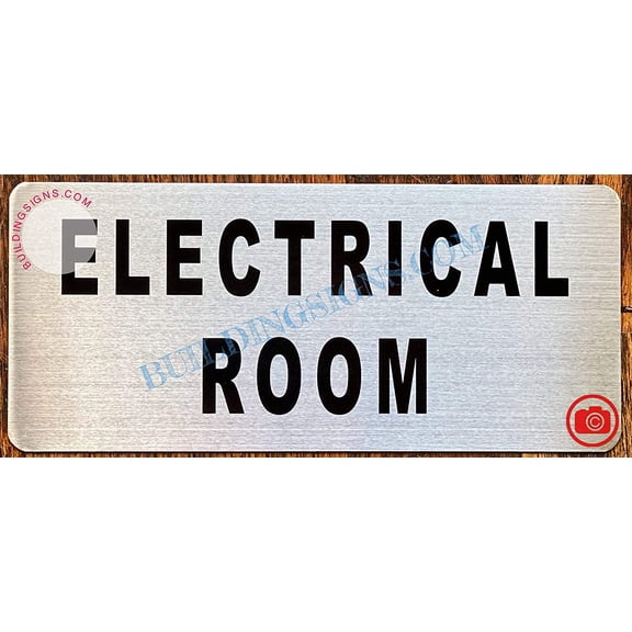 Electrical Room Sign (Brush Aluminium, 3.5X8)-The Mont Argent line.(ref-2022-4)