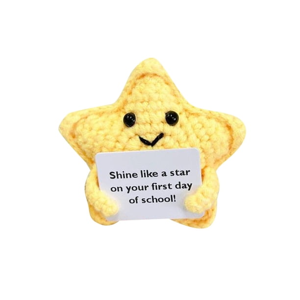 Adornos pequeños de lana tejidos a mano con forma de estrella. Decoraciones para el hogar con dibujos animados de energía positiva.