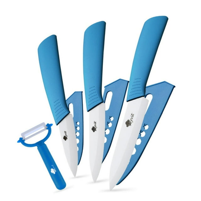 Ceramic Knives Set for Kitchen Knives 3 4 5 inch Sharp Fruit Paring Knifes with Sheath Utility Vegetable Carrot Cutter White Blade