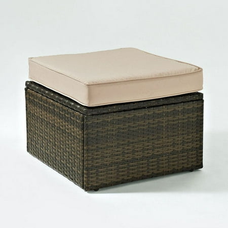 Crosley Furniture KO70091BR-SA Palm Harbor Resin Wicker Outdoor Ottoman (Brown/Sand)