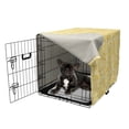 thumbnail image 5 of Floral Dog Crate Cover, Rhythmic Ikat Damask Floral Inspired Delicately Art Graphic Illustration, Easy to Use Pet Kennel Cover Small Dogs Puppies Kittens, 7 Sizes, Mustard Ivory, by Ambesonne, 5 of 6