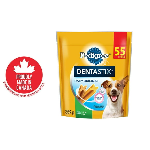 Gâteries de soins buccodentaires PEDIGREE DENTASTIX saveur originale pour chiens adultes de petite race – réduisent l’accumulation de plaque et de tartre, 55 bâtonnets