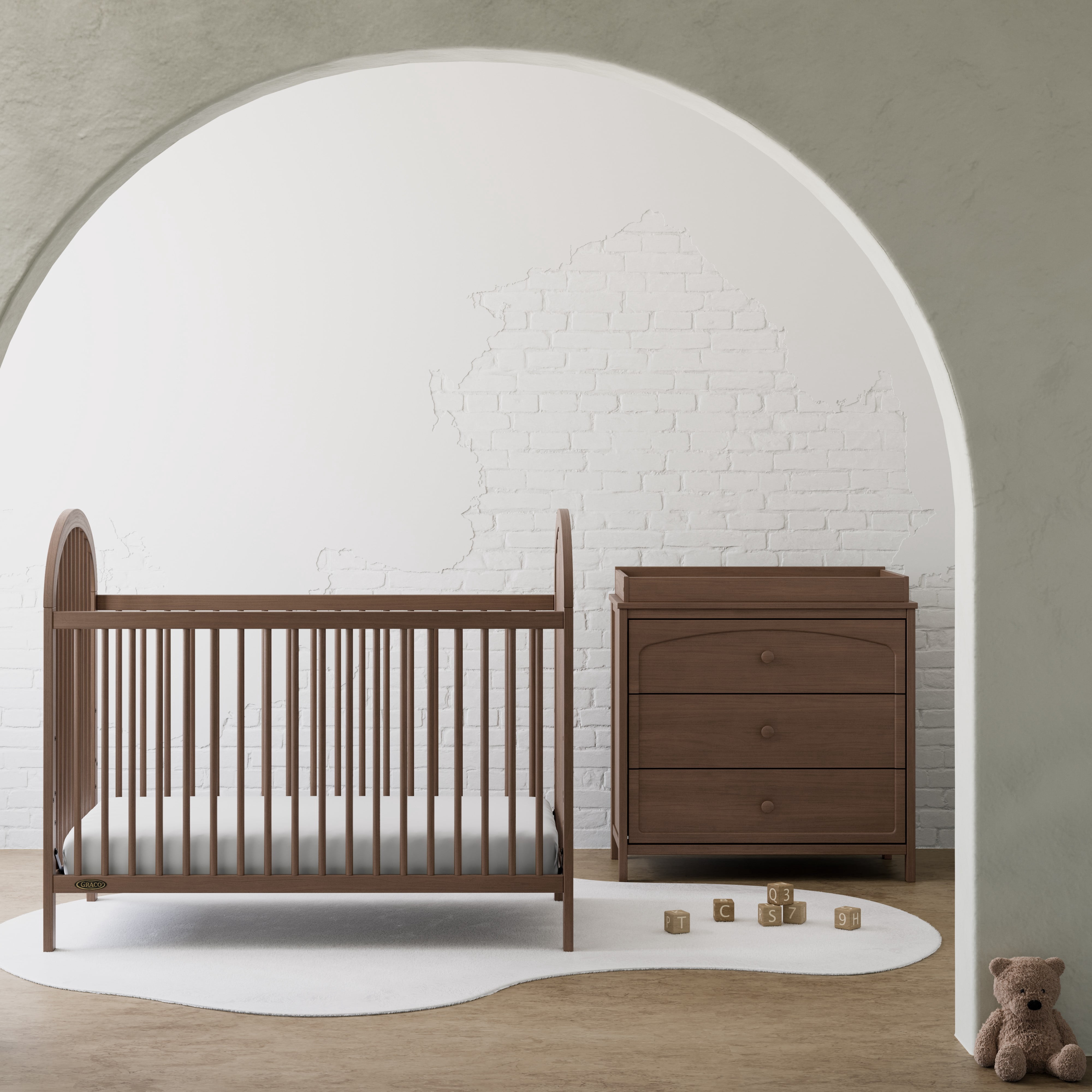Graco Olivia 3 Drawer Chest with Infant Changing Topper, Hazelnut
