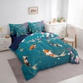 thumbnail image 3 of jejeloiu Rustic Cherry Blossom 7pcs Bedding Comforter Set,Japanese Style Fish Queen Bedding Sets,Cyan Pink Queen Sheet Sets For Kids,Luxury Bedroom Decor Reversible, 3 of 8