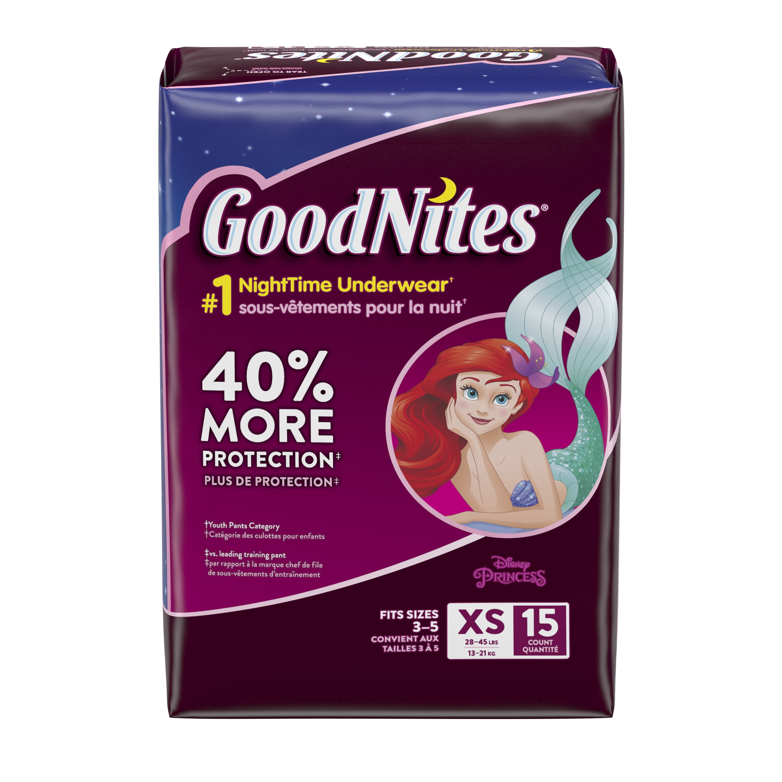 GoodNites NightTime Girls' Underwear, Size XS, 15 Count BrickSeek