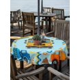 thumbnail image 2 of Outdoor Tablecloth with Umbrella Hole for Patio/Picnic/Party/Camping, Blue Yellow Cartoon Truck Waterproof Table Cloth Round Cover Washable, Cute Engineering Vehicle (Dia 60"), 2 of 8