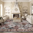 thumbnail image 6 of 6x9 Area Rug Living Room Rugs - Washable Boho Rug Vintage Oriental Distressed Farmhouse Large Thin Indoor Carpet for Living Room Bedroom Under Dining Table Home Office-BlackPink, 6 of 9