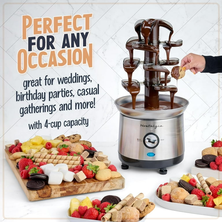 Nostalgia Electric 4-Tier Chocolate Fondue Machine Set, Stainless