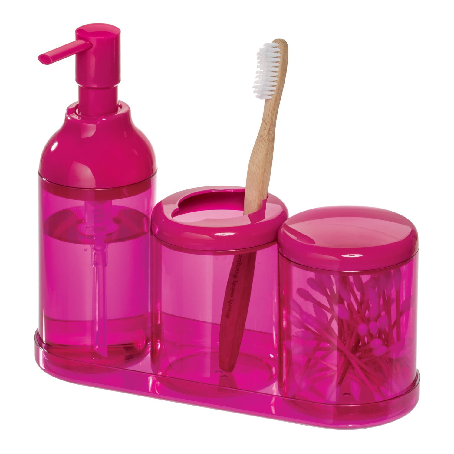 iDesign Finn 4-Piece Bathroom Accessory Set, Magenta - Walmart.com