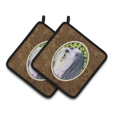 Caroline's Treasures Bearded Collie Pair of Pot Holders