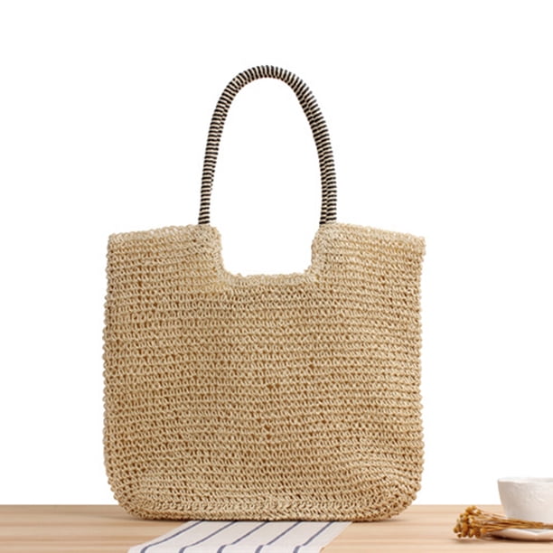 Bolsas tejidos a mano Bolso tejido de verano para mujer Moda de gran capacidad Hecho a mano
