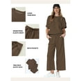 thumbnail image 3 of Aleumdr Women's 2 Piece Outfits Sweatsuits Short Sleeve Sweatshirt Suits for Women Brown S, 3 of 9